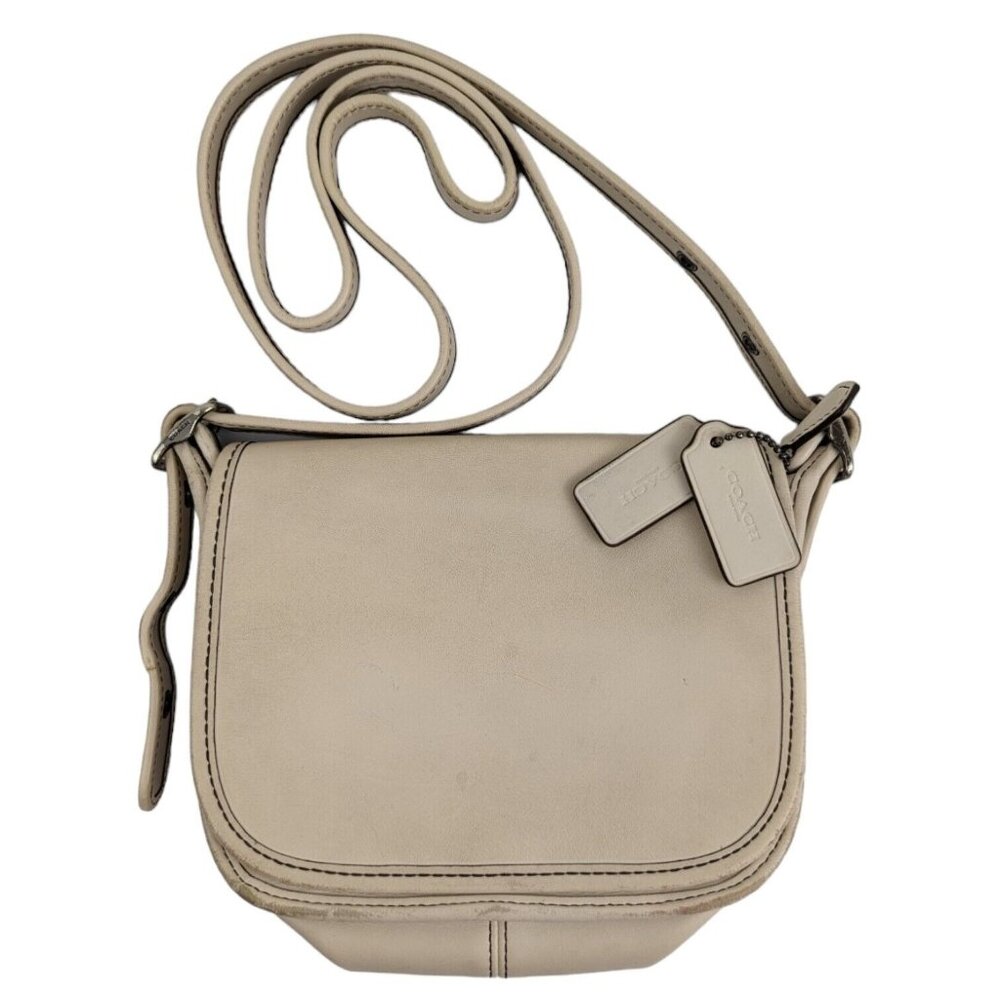 Coach 57731 Glove-tanned White Leather Saddle Bag Crossbody Classic Re-Edition